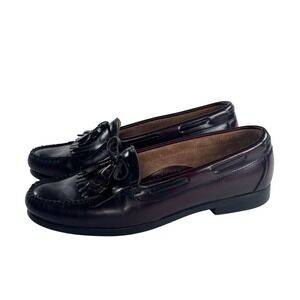 Cole Haan Tassel Loafers Dress Shoes‎ Men 9.5 D Burgundy Leather Kiltie USA Made